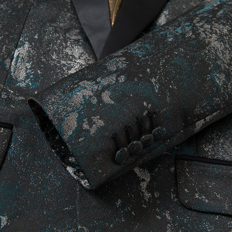 Silver Galaxy Green Suit details - 2