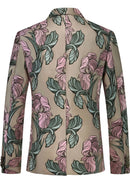 Floral Jacquard Beige Suit Jacket