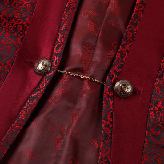 Burgundy Paisley Fitted Party Suit - 3