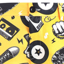 Costume de festival de musique tendance pour homme, jaune vif, à motifs de crânes