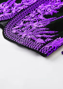 Purple Embroidery Black Velvet Tuxedo