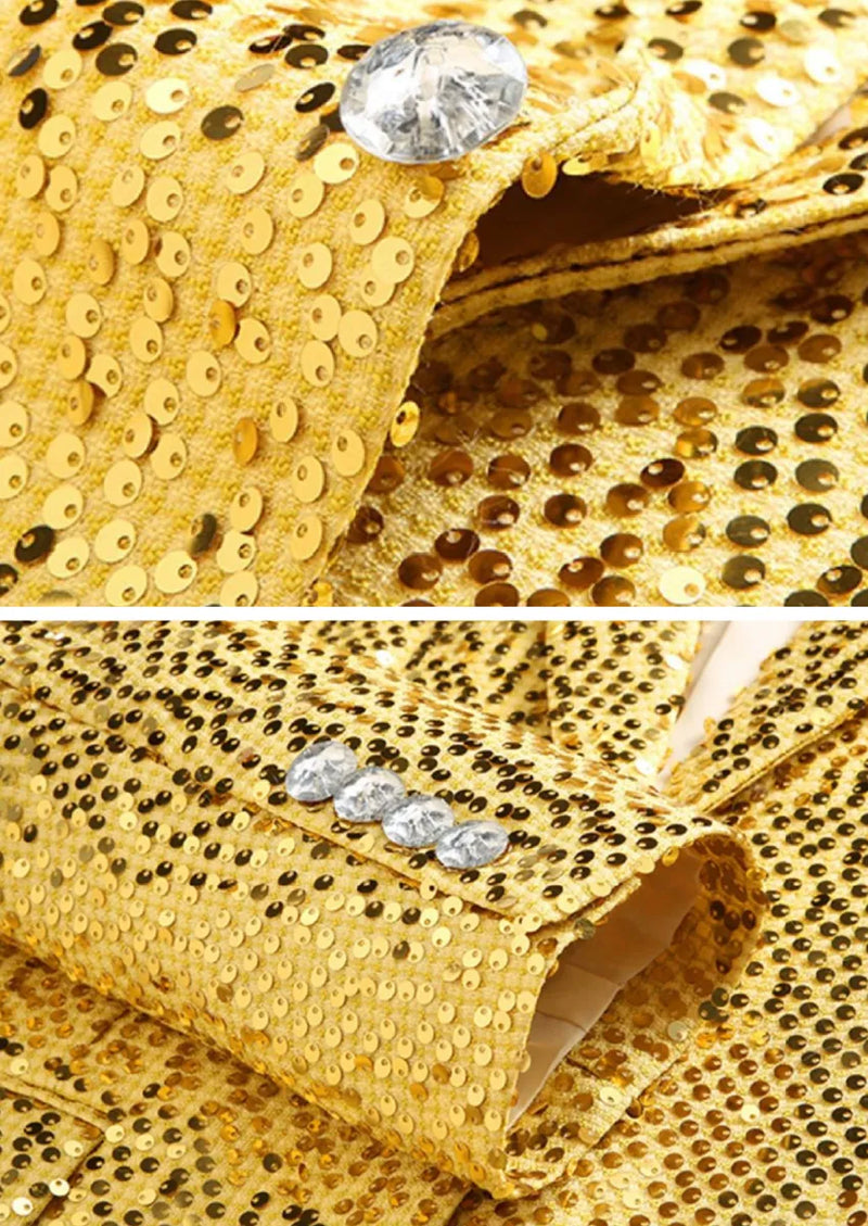 Men's Metallic Sequin Gold Suit Jacket