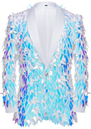 Smoking bleu clair à un bouton et sequins géométriques pour homme