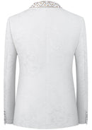 White 2-Piece Floral Jacquard Tuxedo back