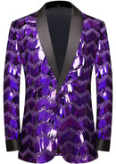 Veste violette à sequins géométriques à un bouton pour homme