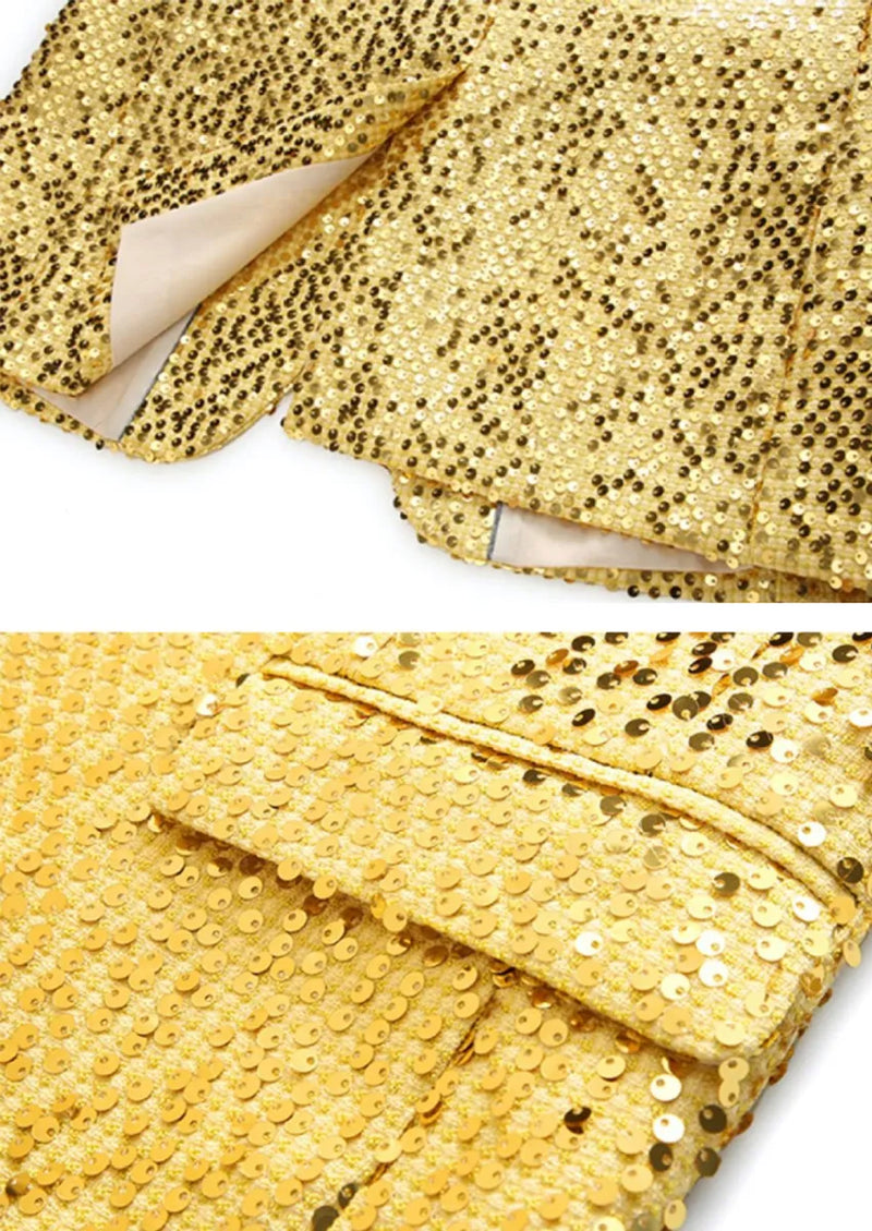 Men's Metallic Sequin Gold Suit Jacket