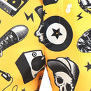 Costume de festival de musique tendance pour homme, jaune vif, à motifs de crânes