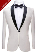 Men's Classic Velvet Closure Collar White Tuxedo Jacket