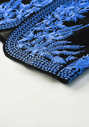 Navy Embroidery Black Velvet Tuxedo