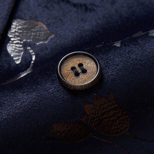 Floral Navy Blazer button