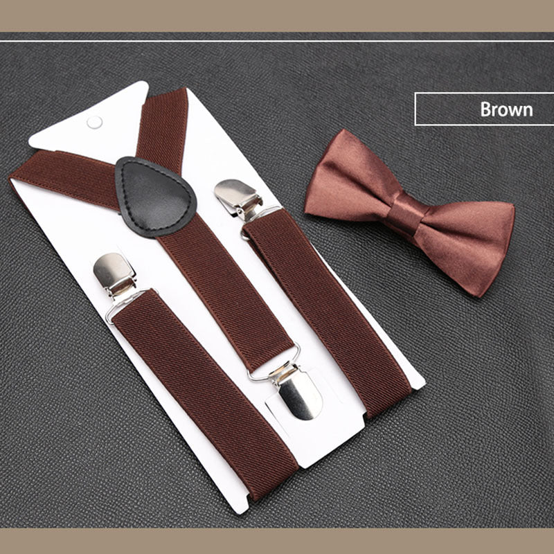 Men's Classic Coffee Bow Tie & Suspenders Set