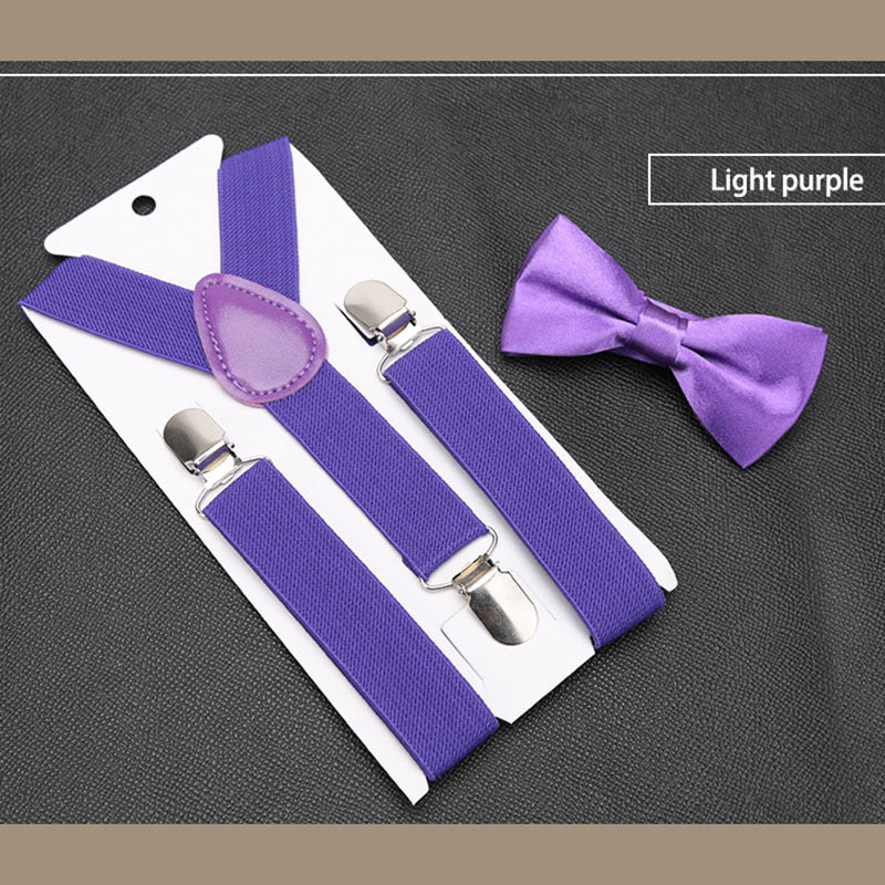 Men's Classic Purple Bow Tie & Suspenders Set