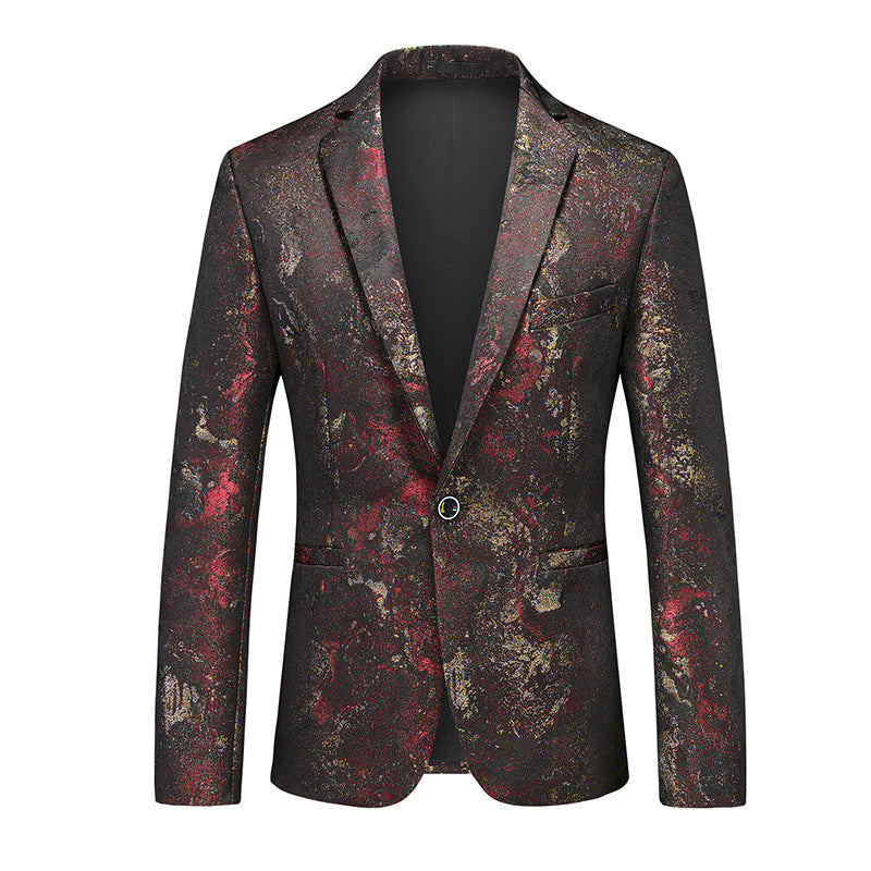 Men's Stylish Slim-Fit One-Button  Red Jacket