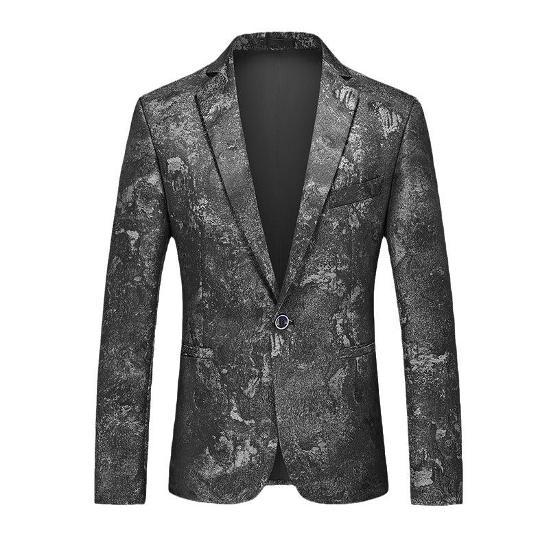 Men's Stylish Slim-Fit One-Button  Black Jacket