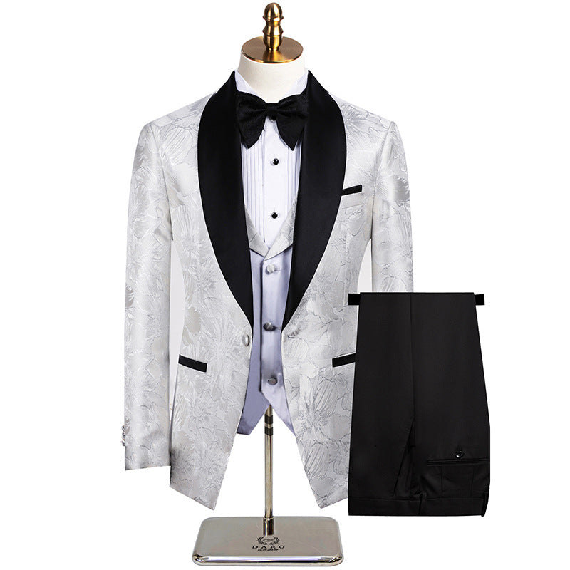 3-Piece White Wedding Tuxedo