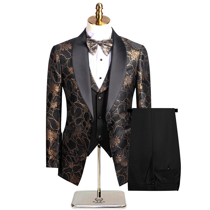 3-Piece Black Wedding Suit