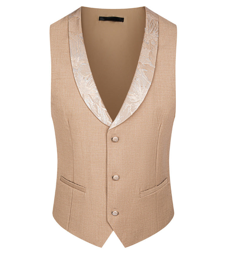 3-Piece Champagne Wedding Suit vest