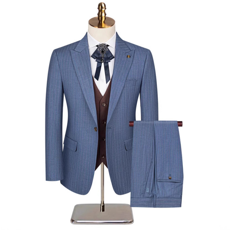 Striped Light Navy Suit - 2