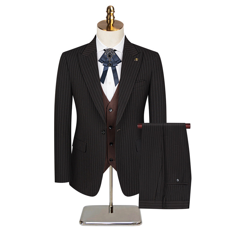 Striped Dark Brown Suit