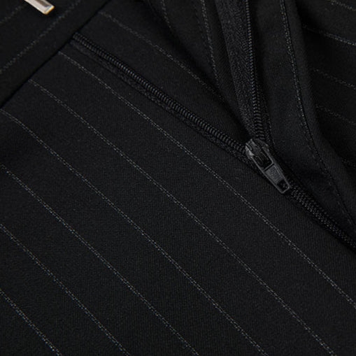 Men's 2-Piece Decorated Striped Casual Black Suit