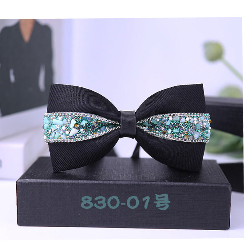 Men's Green Rhinestone Bow Tie