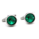 Boutons de manchette ronds en cristal vert