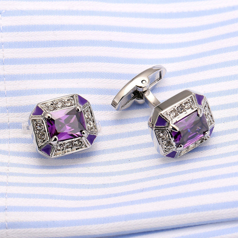 High Quality Amethyst Diamond Cufflinks