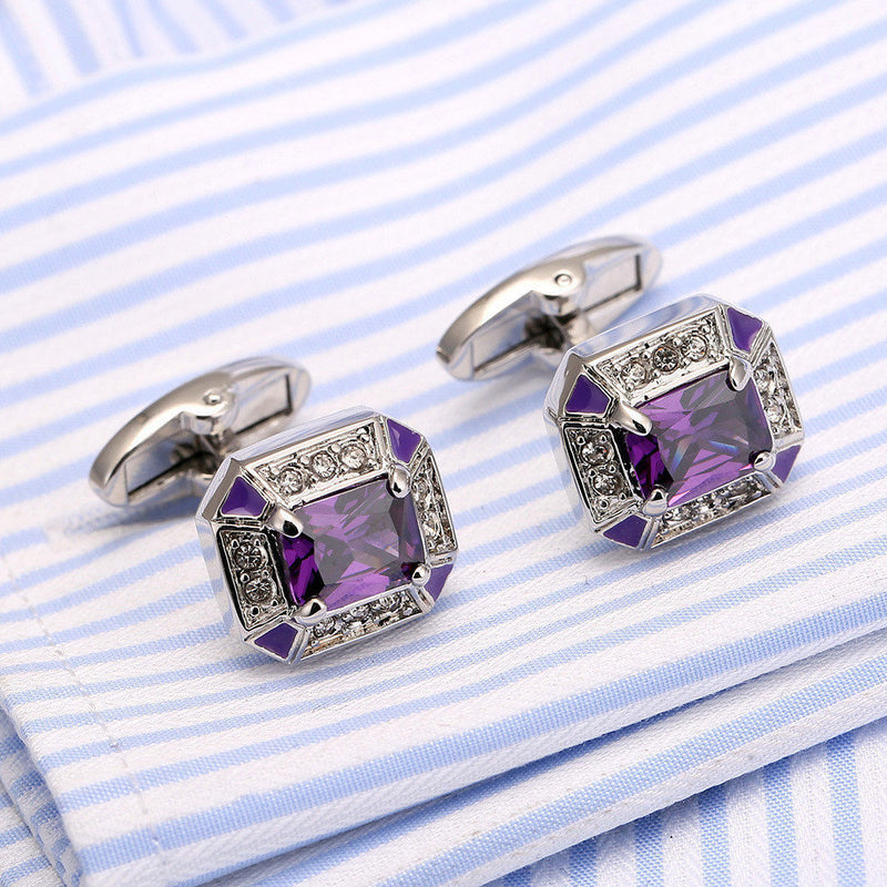 High Quality Amethyst Diamond Cufflinks