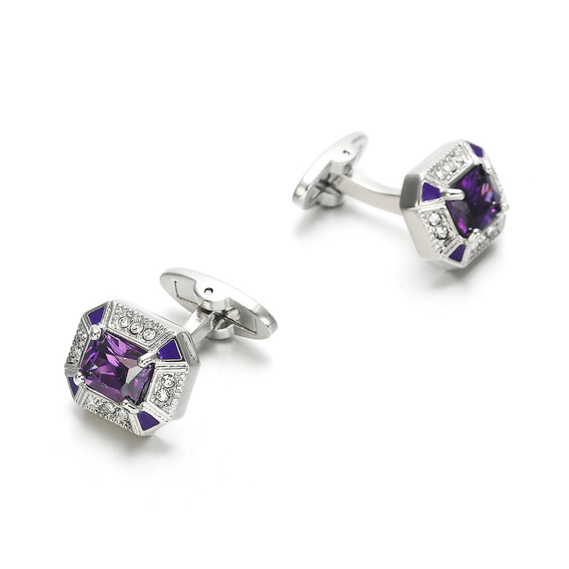 High Quality Amethyst Diamond Cufflinks