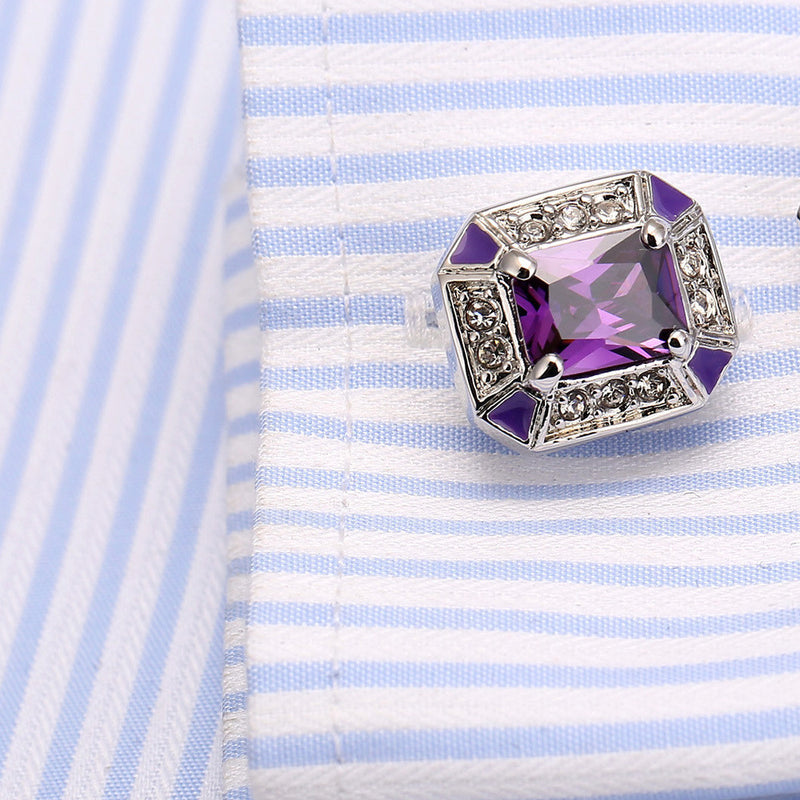 High Quality Amethyst Diamond Cufflinks