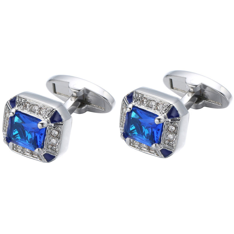 High Quality Navy Crystal Studded Cufflinks