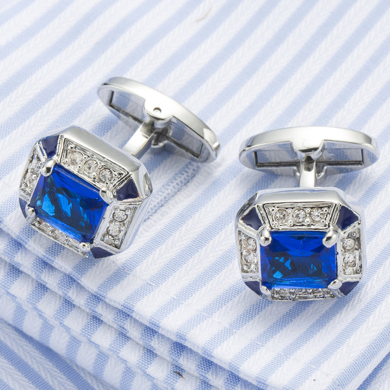 High Quality Navy Crystal Studded Cufflinks