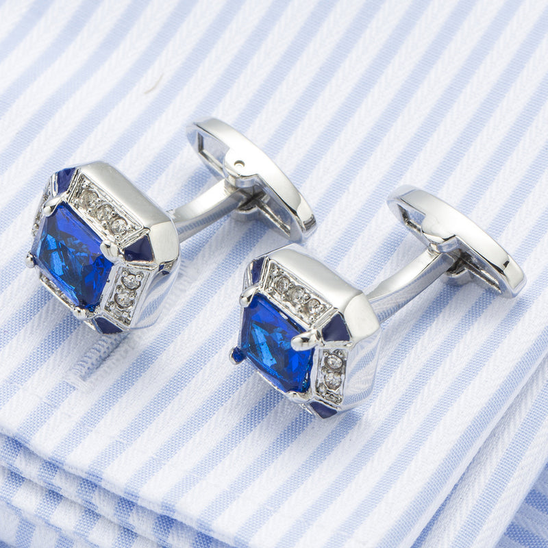 High Quality Navy Crystal Studded Cufflinks