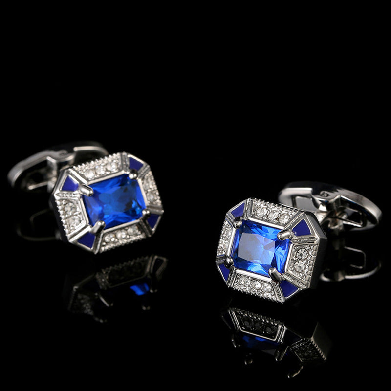 High Quality Navy Crystal Studded Cufflinks