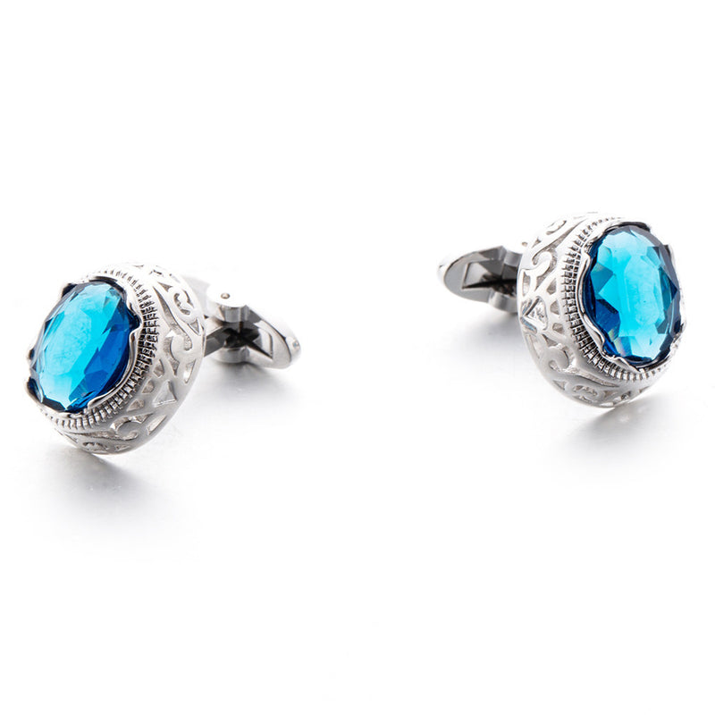 Blue Crystal French Cufflinks