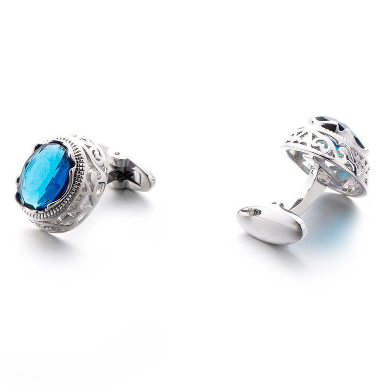 Blue Crystal French Cufflinks