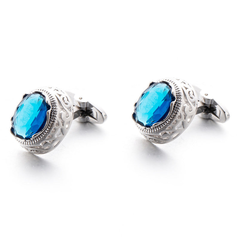 Blue Crystal French Cufflinks