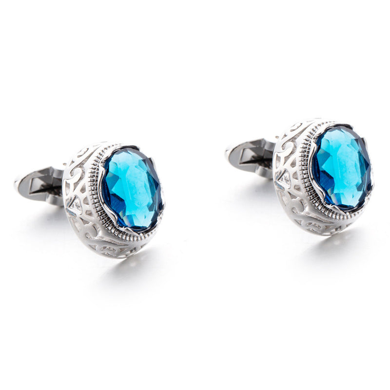 Blue Crystal French Cufflinks