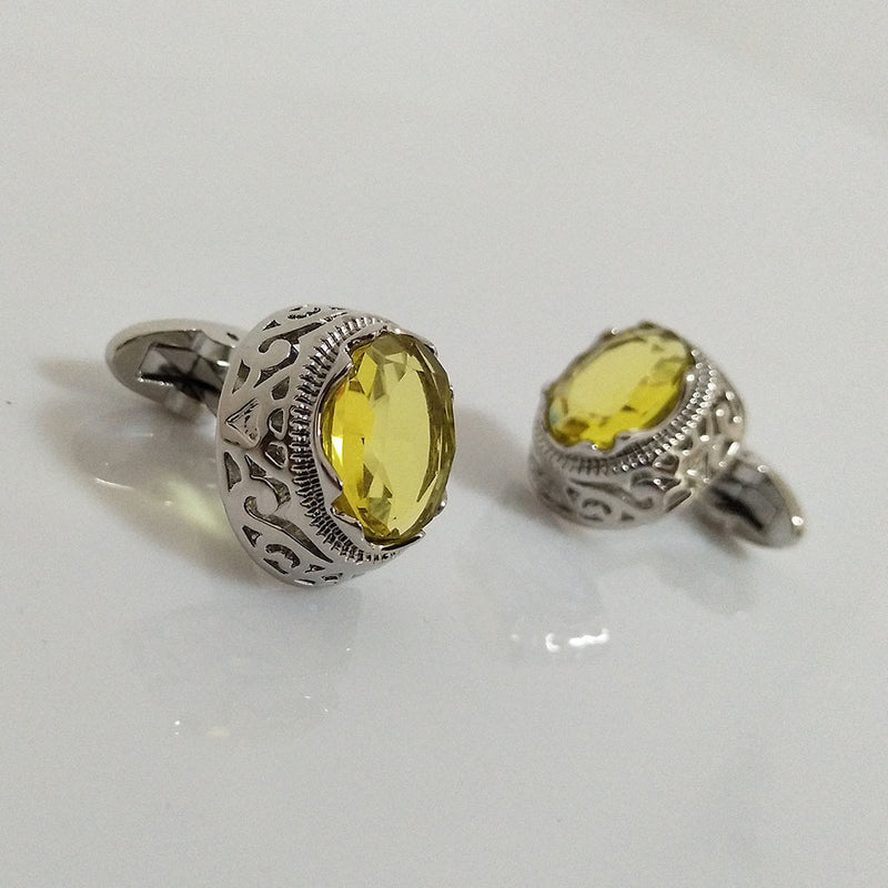 Citrine  Crystal French Cufflinks