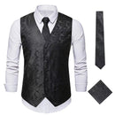 Conjunto de chaleco negro con estampado de cachemira para hombre