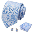 Ensemble de boutons de manchette et pochette de cravate à motif bleu