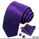 Combinación de gemelos y pañuelo de bolsillo con corbata de color morado liso para hombre