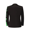 green branch boy's black tuxedo back