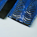 Robe 2 pièces bleu marine à sequins et ondulations d'eau pour garçon