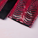 Robe 2 pièces noire à paillettes rouges et ondulations d'eau pour garçon