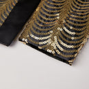 Robe noire 2 pièces à paillettes dorées et ondulations d'eau pour garçon