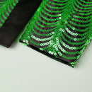 Robe 2 pièces noire à paillettes vertes et ondulations d'eau pour garçon