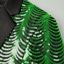 Robe 2 pièces noire à paillettes vertes et ondulations d'eau pour garçon