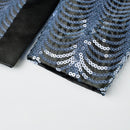 Robe noire 2 pièces à paillettes argentées et ondulations d'eau pour garçon