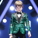 Costume marin 3 pièces vert à paillettes pour garçon